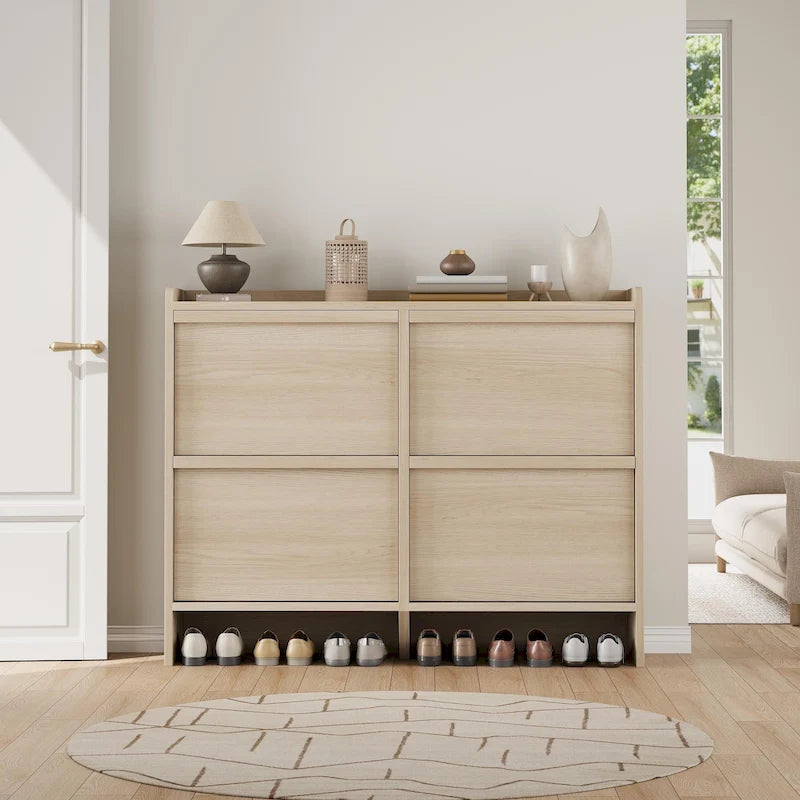 Meuble à chaussures avec 3/2/4 tiroirs basculants, rangement à chaussures moderne pour entrée, meuble de rangement à chaussures en bois