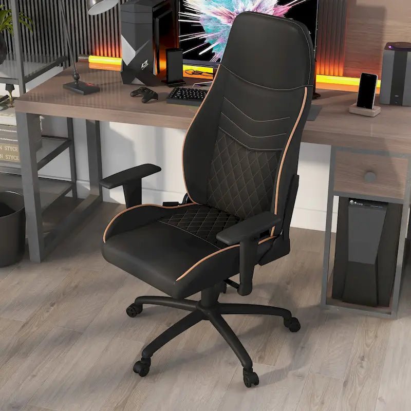 Fauteuil inclinable de jeu en similicuir noir