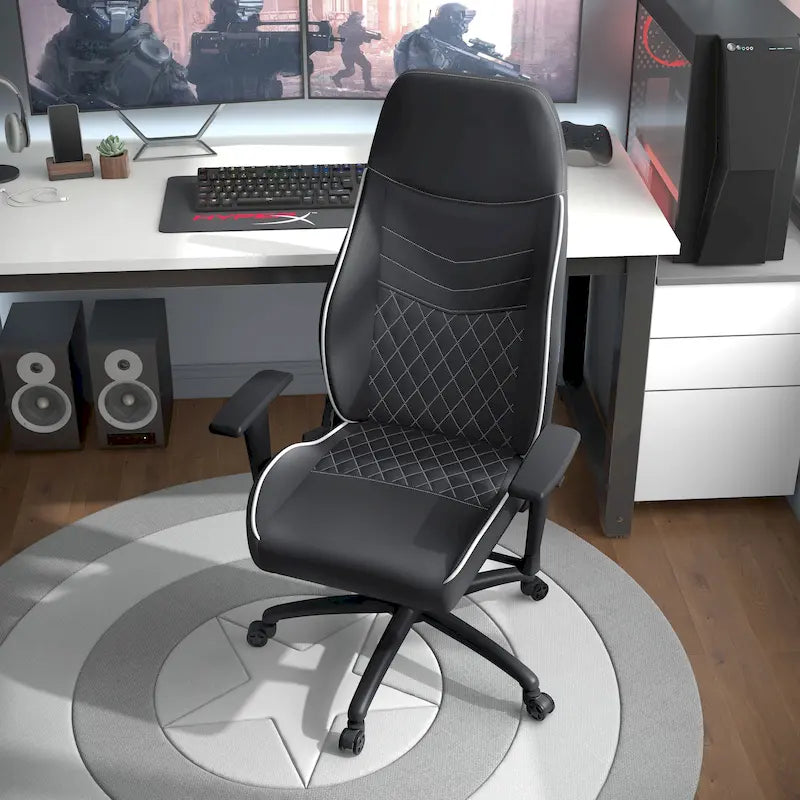 Fauteuil inclinable de jeu en similicuir noir