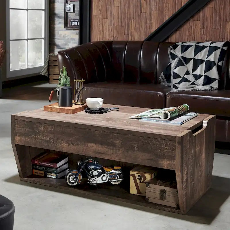 Table basse rustique relevable en bois de 41 pouces