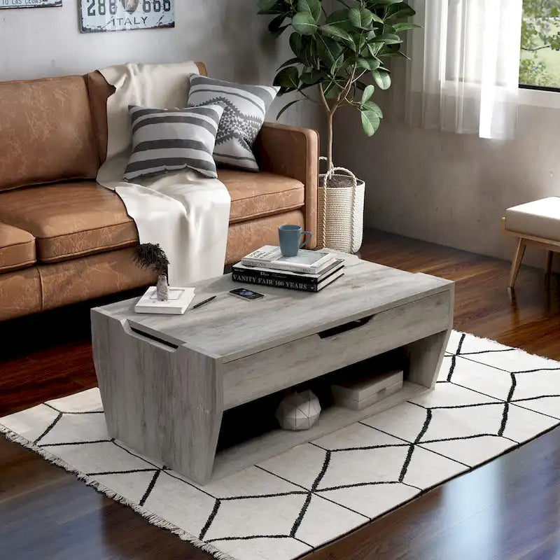 Table basse rustique relevable en bois de 41 pouces