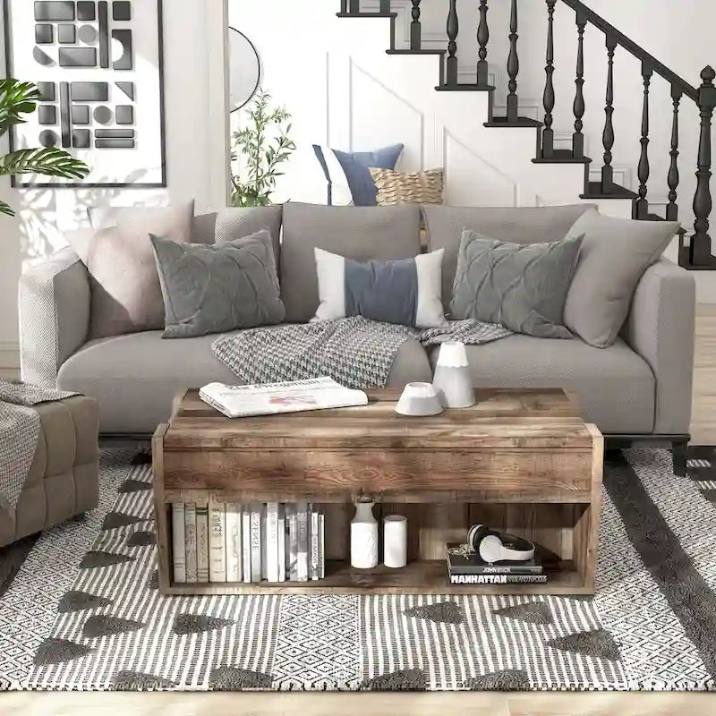 Table basse rustique relevable en bois de 41 pouces