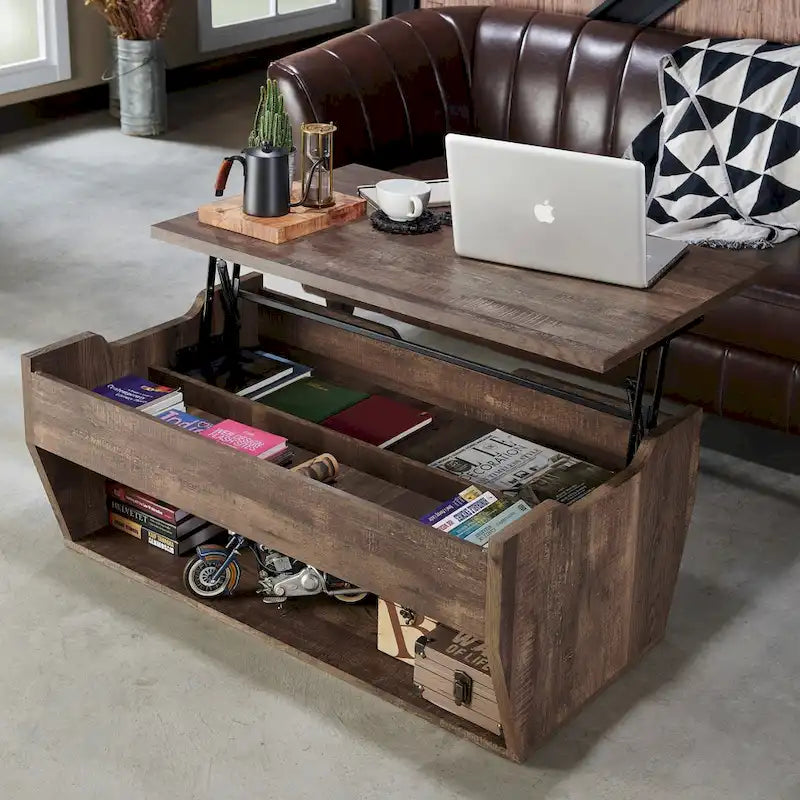 Table basse rustique relevable en bois de 41 pouces
