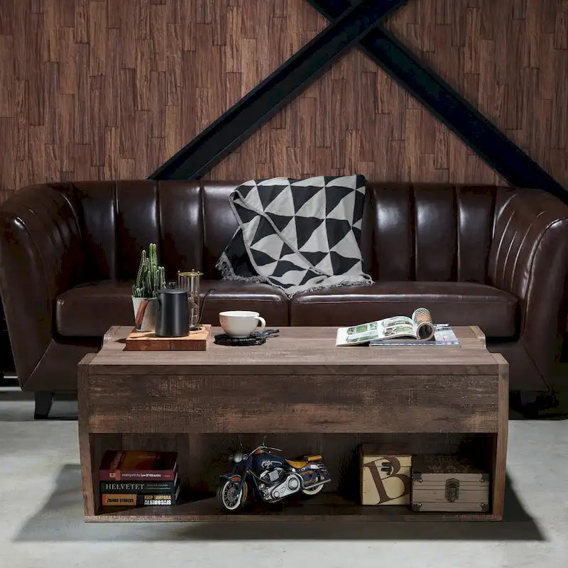 Table basse rustique relevable en bois de 41 pouces