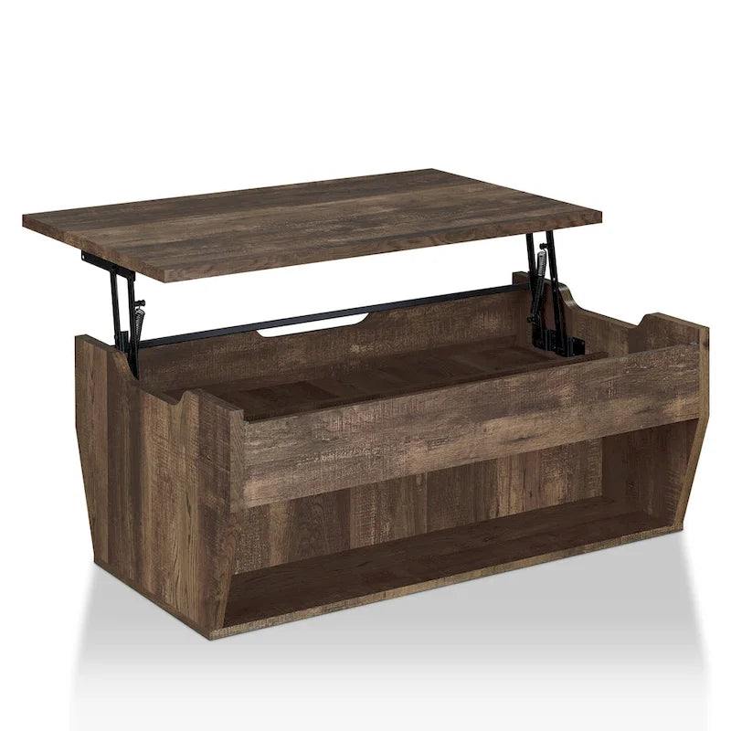 Table basse rustique relevable en bois de 41 pouces