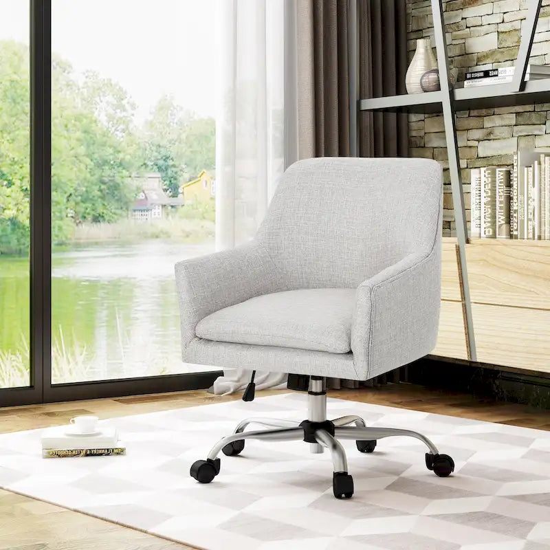 Chaise de bureau à domicile en tissu Mid-Century Modern avec base chromée par - N/A