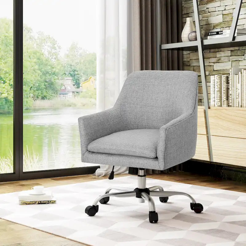 Chaise de bureau à domicile en tissu Mid-Century Modern avec base chromée par - N/A