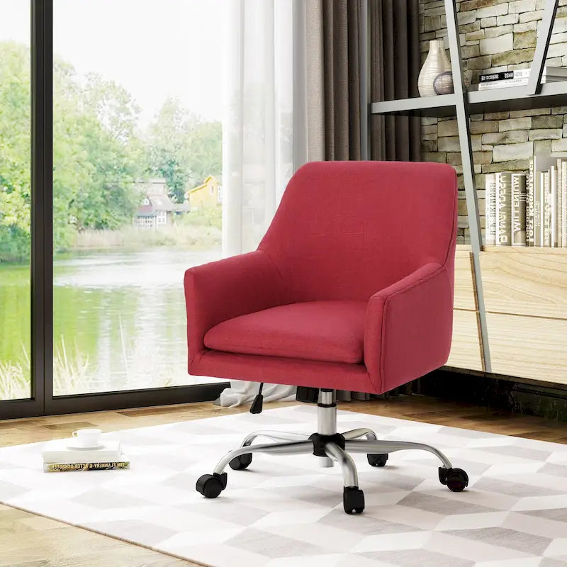 Chaise de bureau à domicile en tissu Mid-Century Modern avec base chromée par - N/A