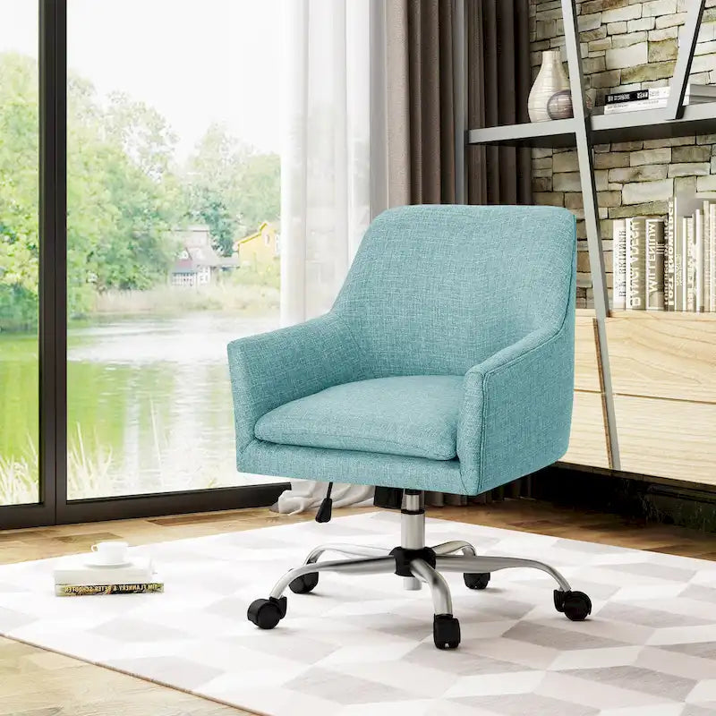Chaise de bureau à domicile en tissu Mid-Century Modern avec base chromée par - N/A