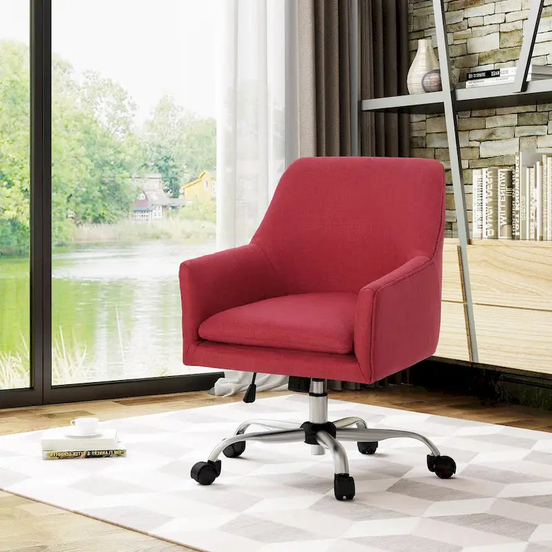 Chaise de bureau moderne mi-siècle en tissu avec base chromée