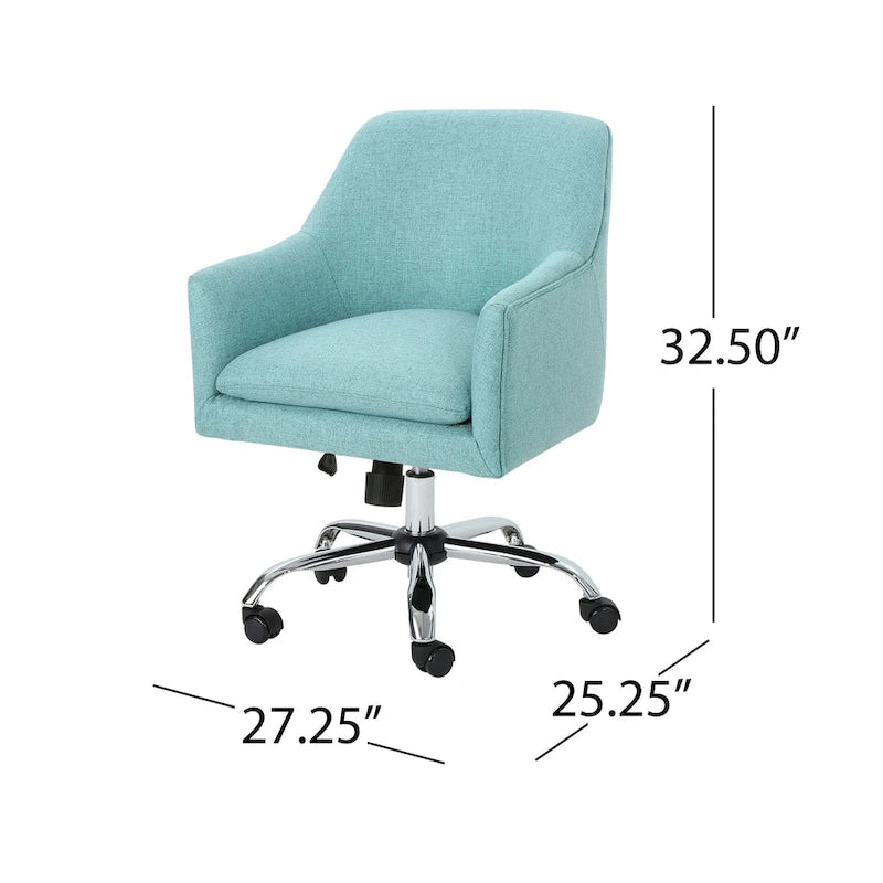Chaise de bureau moderne mi-siècle en tissu avec base chromée