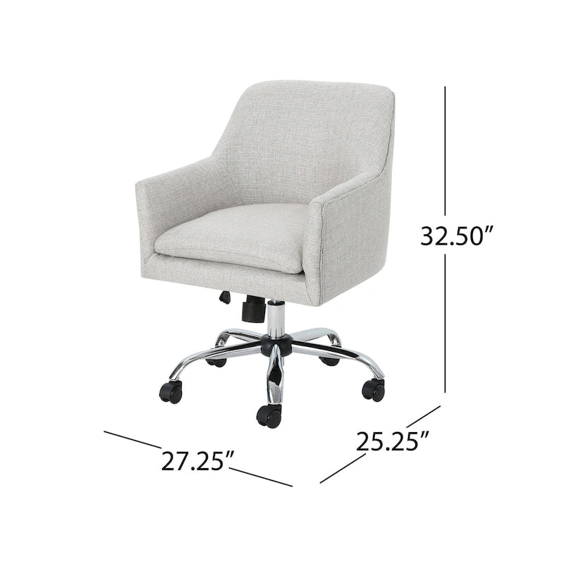 Chaise de bureau moderne mi-siècle en tissu avec base chromée