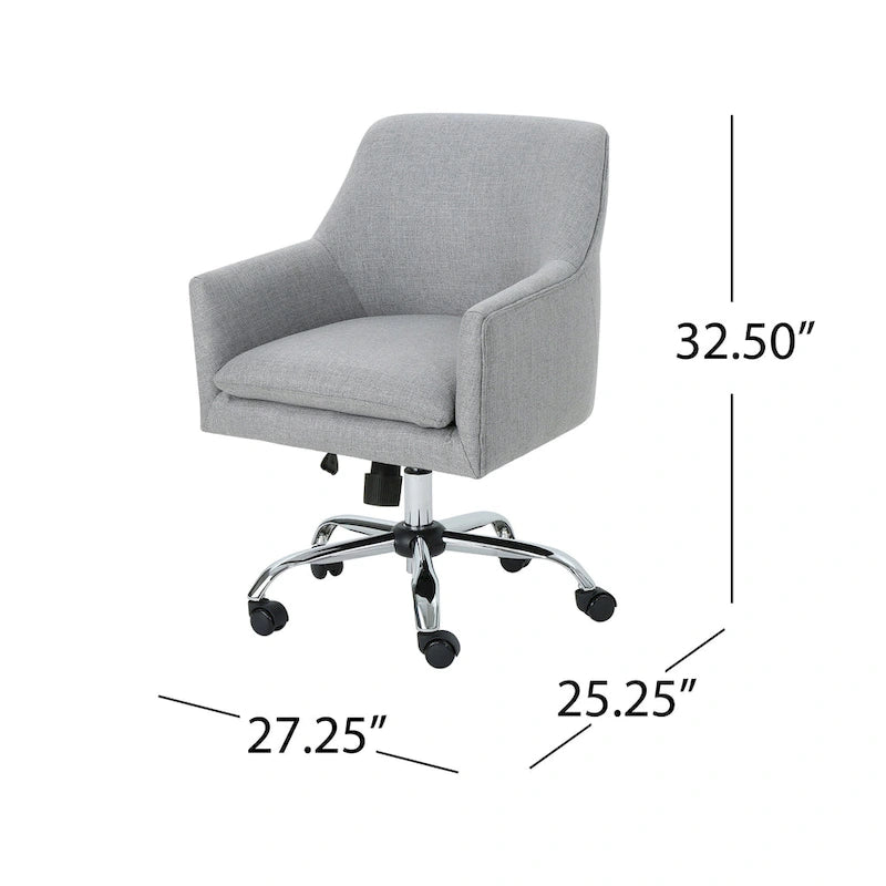 Chaise de bureau moderne mi-siècle en tissu avec base chromée
