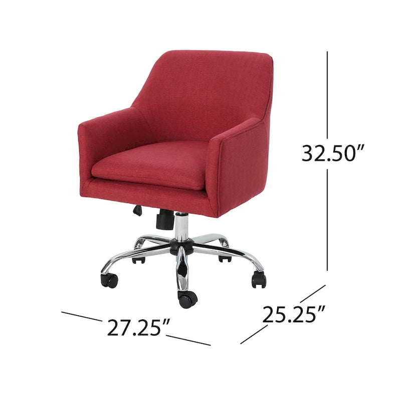 Chaise de bureau moderne mi-siècle en tissu avec base chromée