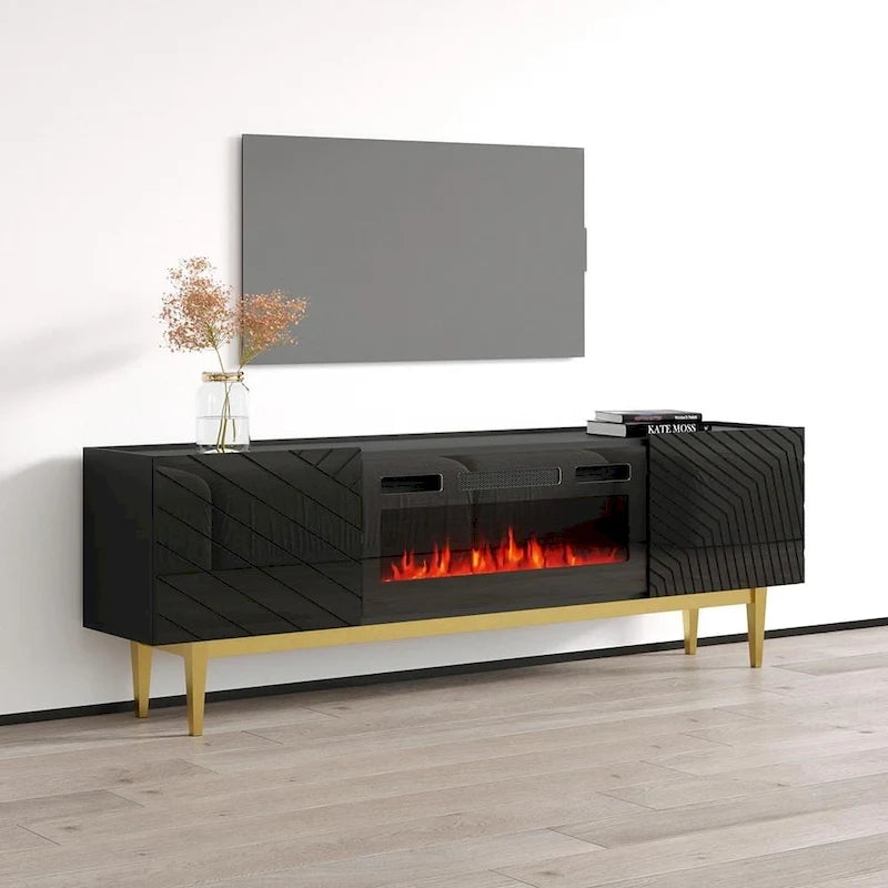 Meuble TV avec cheminée