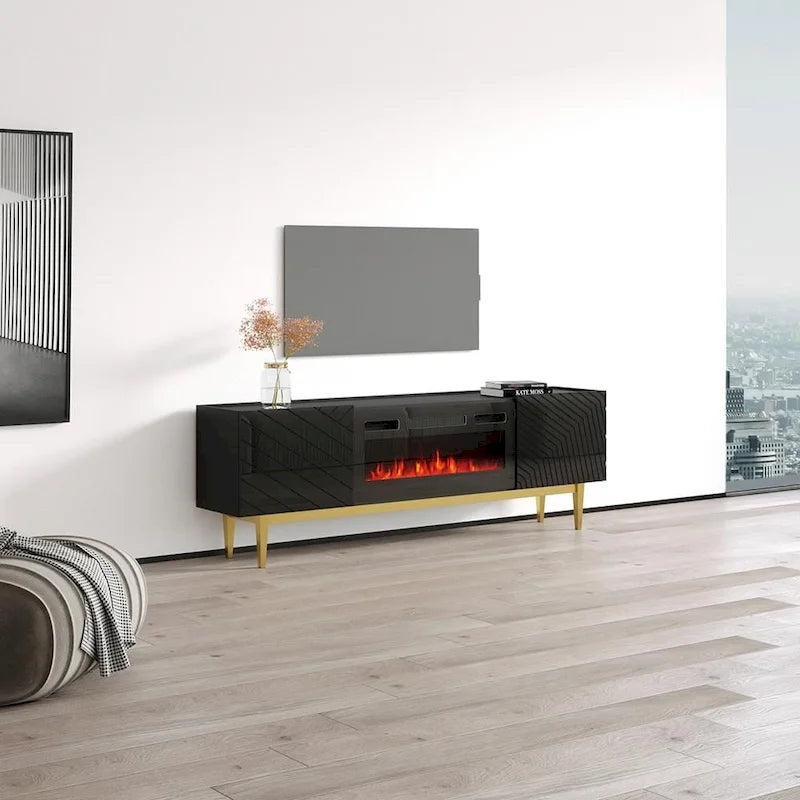 Meuble TV avec cheminée
