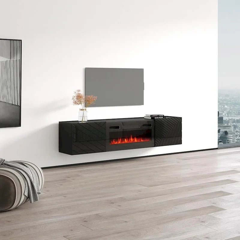 Meuble TV avec cheminée