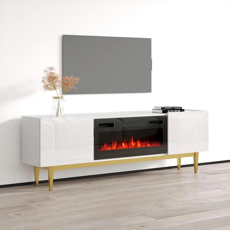 Meuble TV avec cheminée