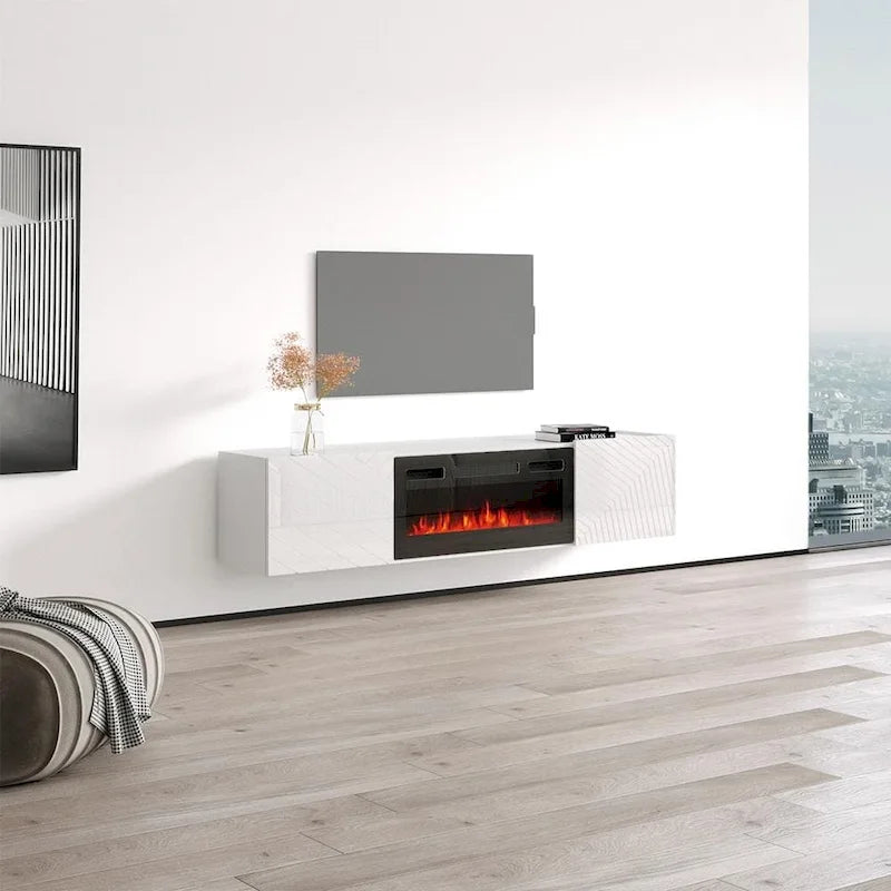 Meuble TV avec cheminée