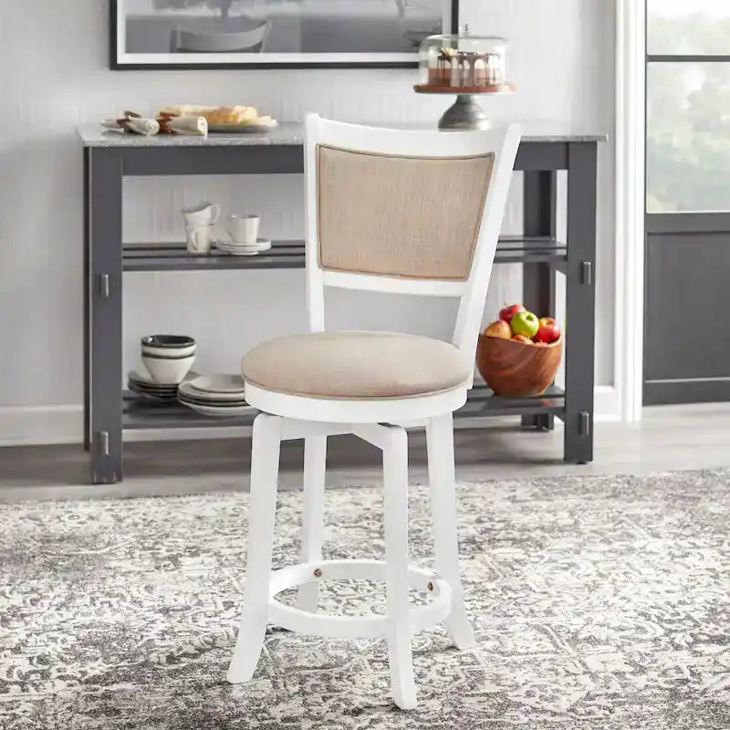 Tabouret de bar pivotant de 61 cm, hauteur comptoir, style campagnard français