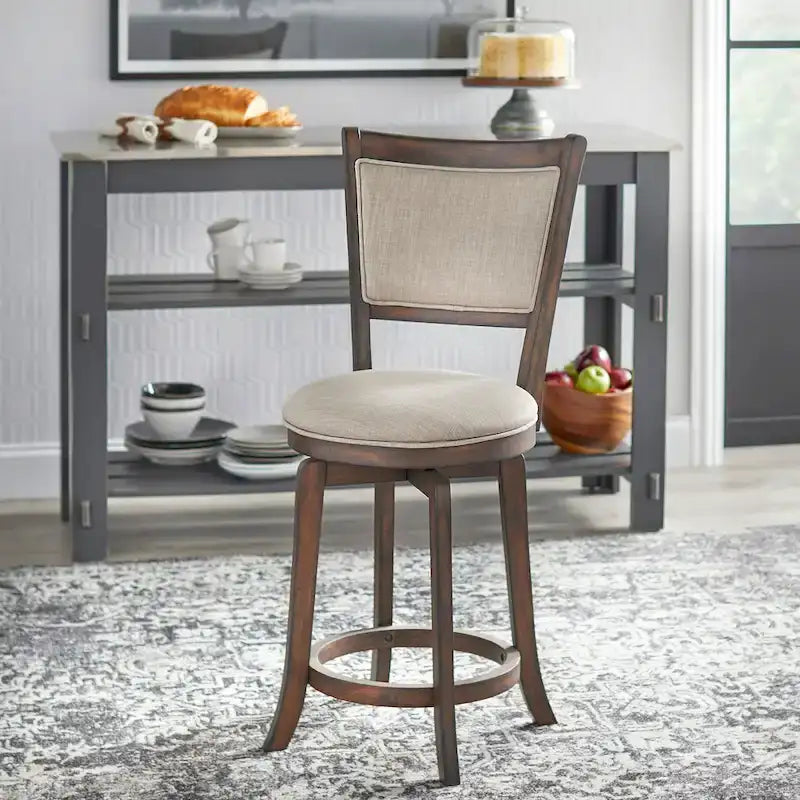 Tabouret de bar pivotant de 61 cm, hauteur comptoir, style campagnard français
