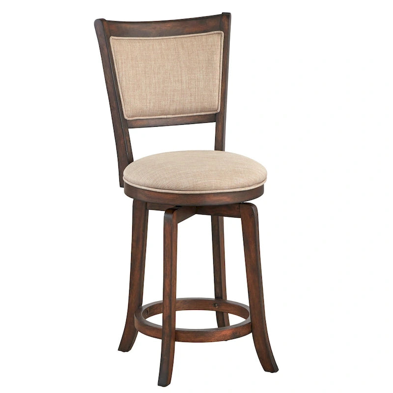 Tabouret de bar pivotant de 61 cm, hauteur comptoir, style campagnard français