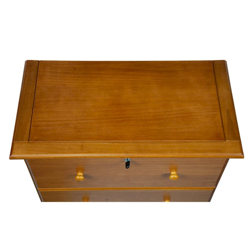 Commode 5 tiroirs géants en bois massif avec serrure, poignées en métal ou en bois