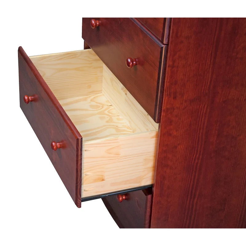 Commode 5 tiroirs géants en bois massif avec serrure, poignées en métal ou en bois