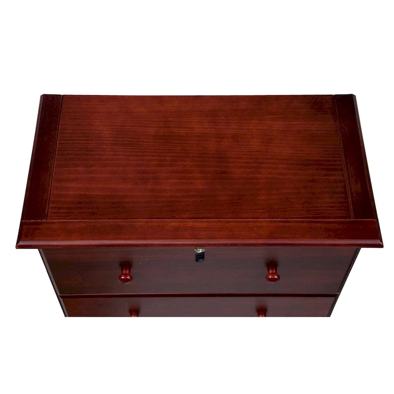 Commode 5 tiroirs géants en bois massif avec serrure, poignées en métal ou en bois