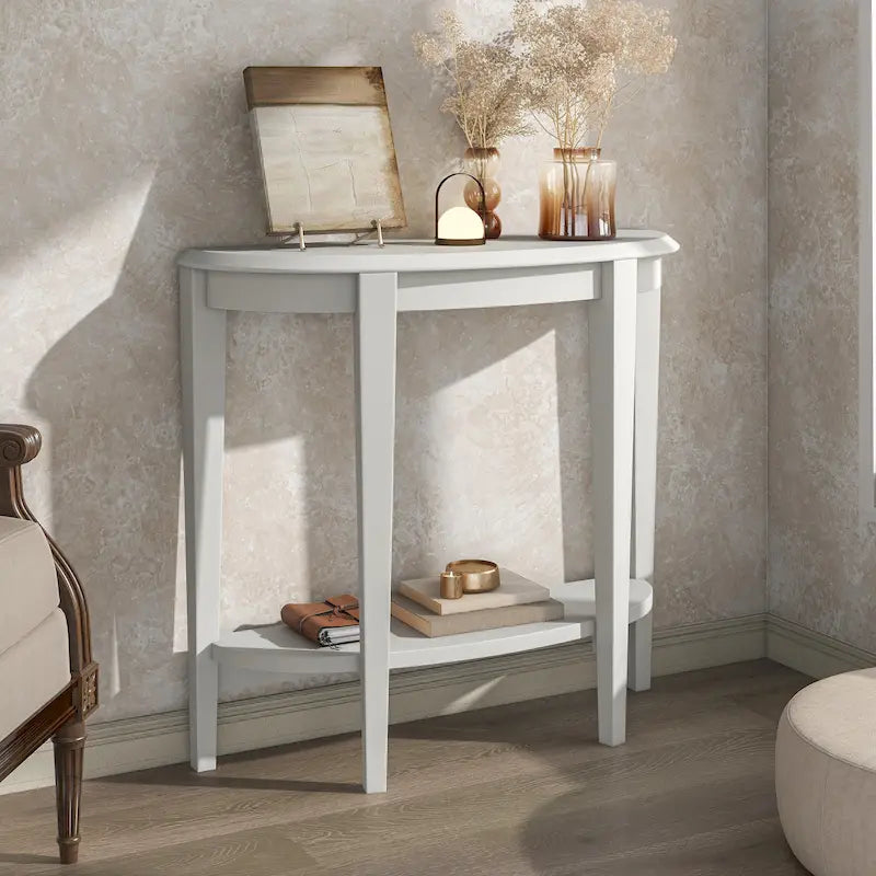 Console demi-lune décorative contemporaine marron à 1 étagère par