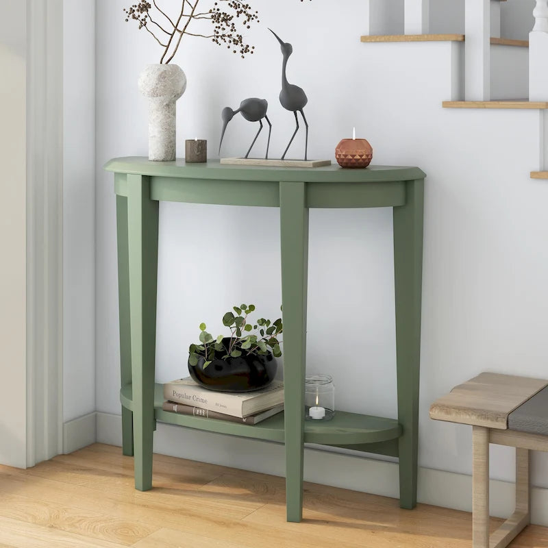 Console demi-lune décorative contemporaine marron à 1 étagère par