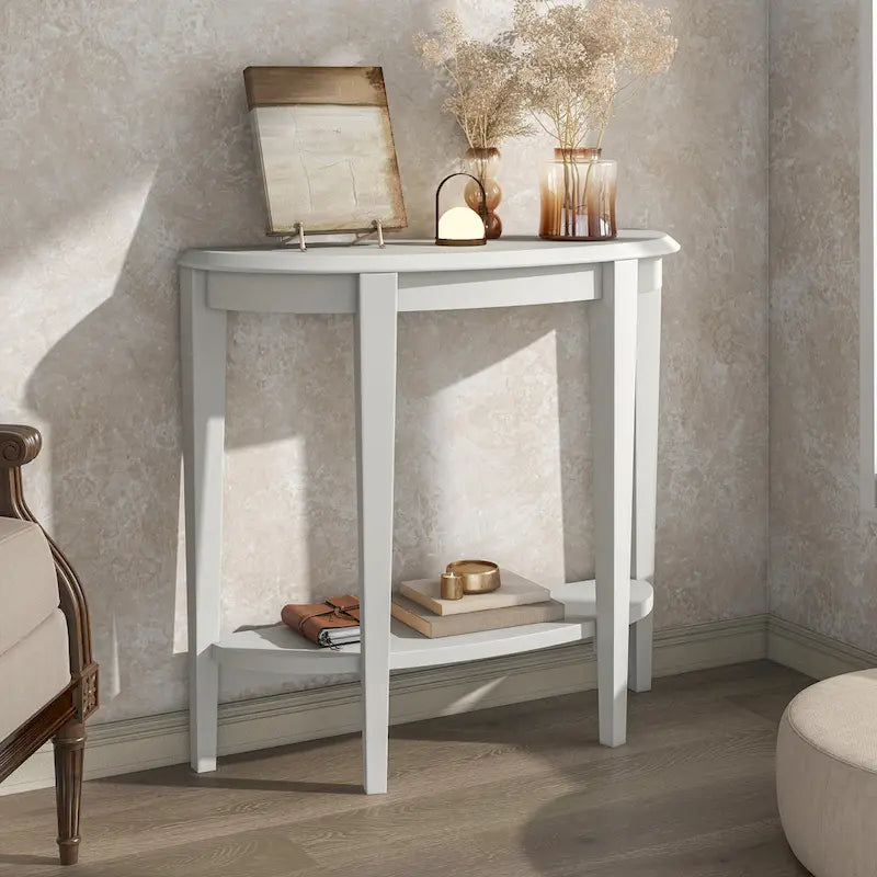 Console demi-lune décorative contemporaine marron à 1 étagère par