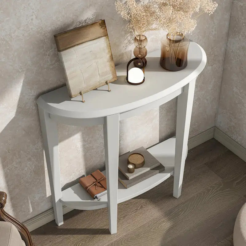 Console demi-lune décorative contemporaine marron à 1 étagère par