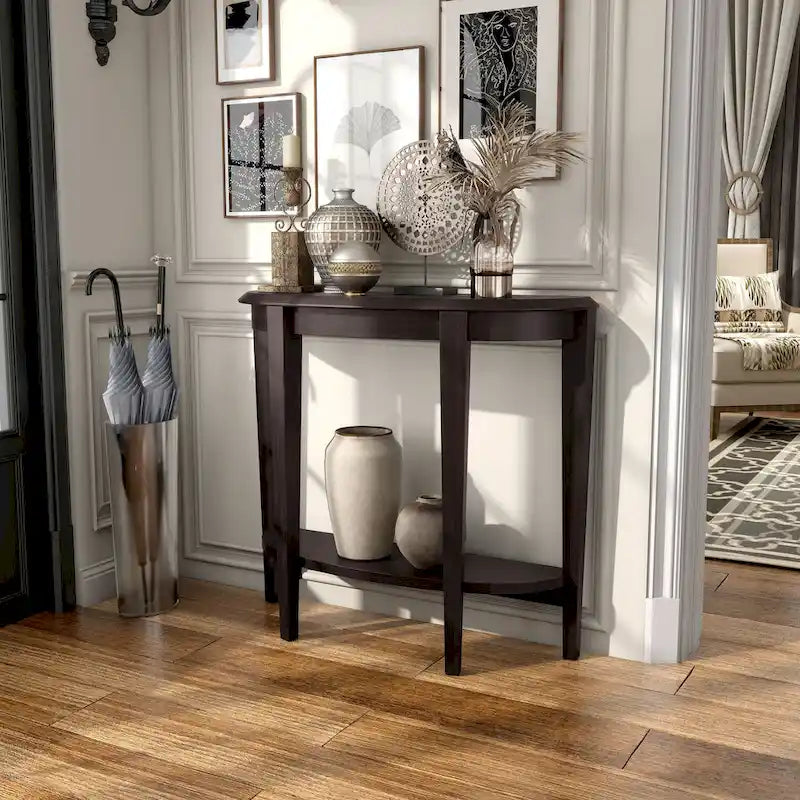 Console demi-lune décorative contemporaine marron à 1 étagère par