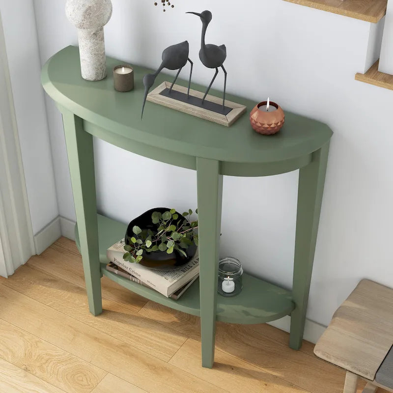 Console demi-lune décorative contemporaine marron à 1 étagère par