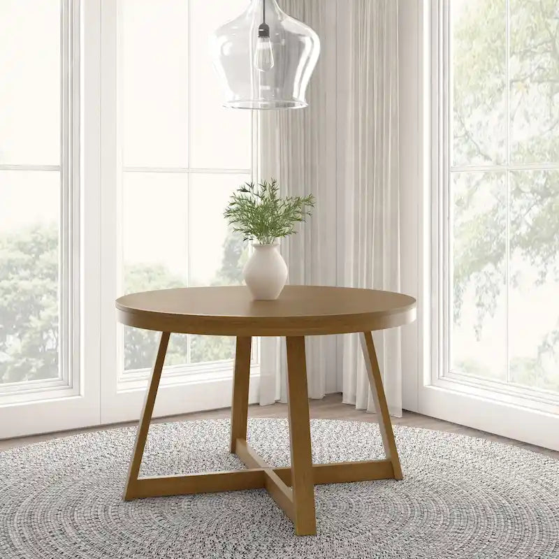 Table à manger ronde classique en bois massif - 47