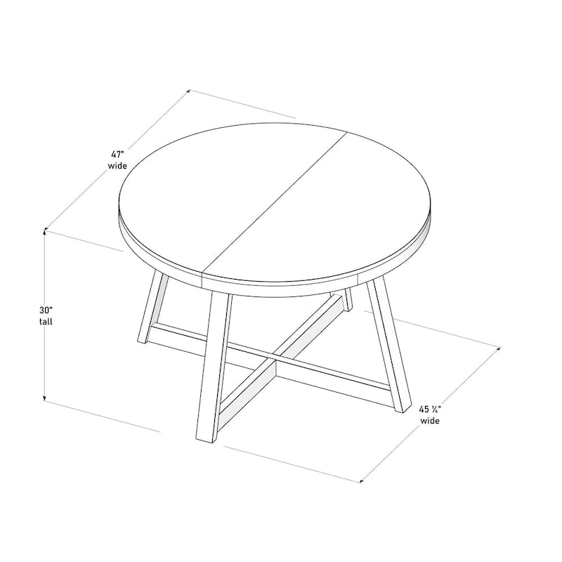 Table à manger ronde classique en bois massif - 47