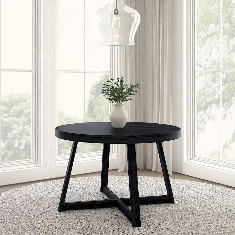 Table à manger ronde classique en bois massif - 47