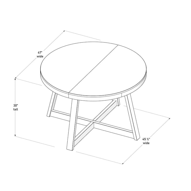 Table à manger ronde classique en bois massif - 47