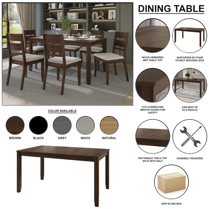 Table à manger en bois intemporelle et minimaliste - N/A