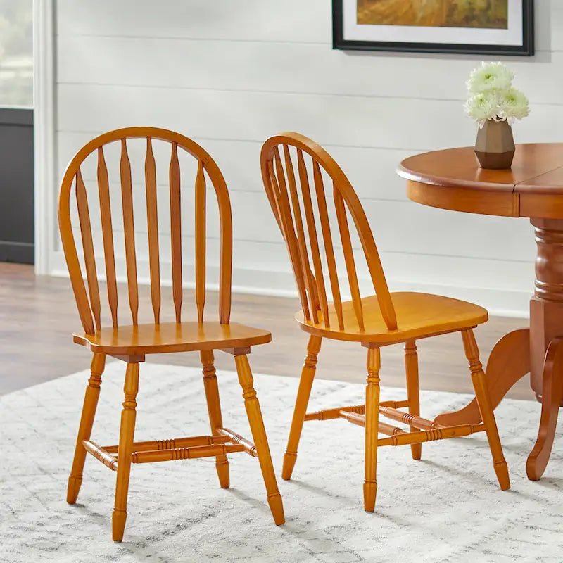 Chaises de salle à manger à barreaux en bois massif (Lot de 2)