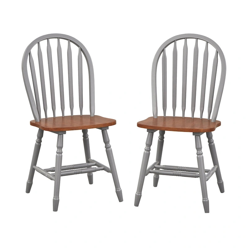 Chaises de salle à manger à barreaux en bois massif (Lot de 2)