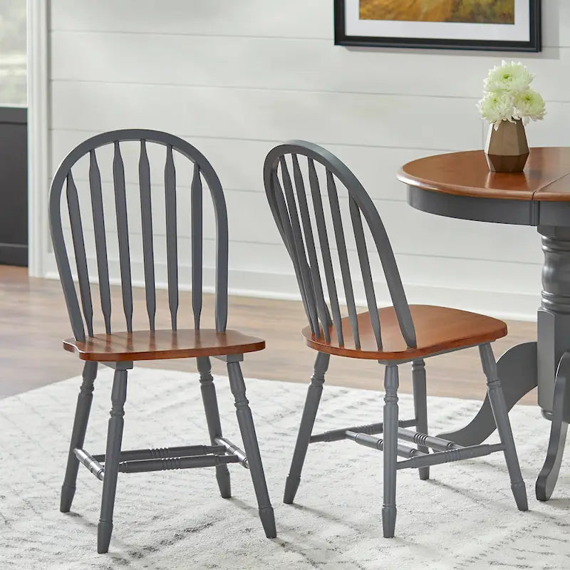 Chaises de salle à manger à barreaux en bois massif (Lot de 2)