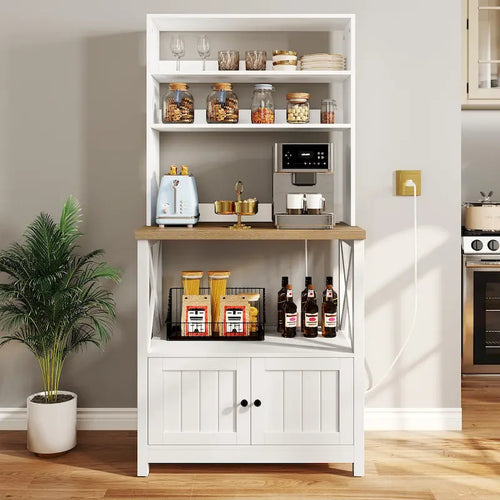 Étagère de cuisine à 5 niveaux pour boulangerie avec étagères de rangement, support pour four à micro-ondes, organisateur d'étagère de cuisine