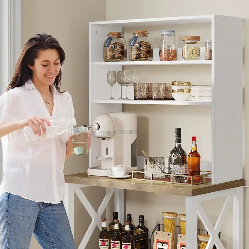 Étagère de cuisine à 5 niveaux pour boulangerie avec étagères de rangement, support pour four à micro-ondes, organisateur d'étagère de cuisine