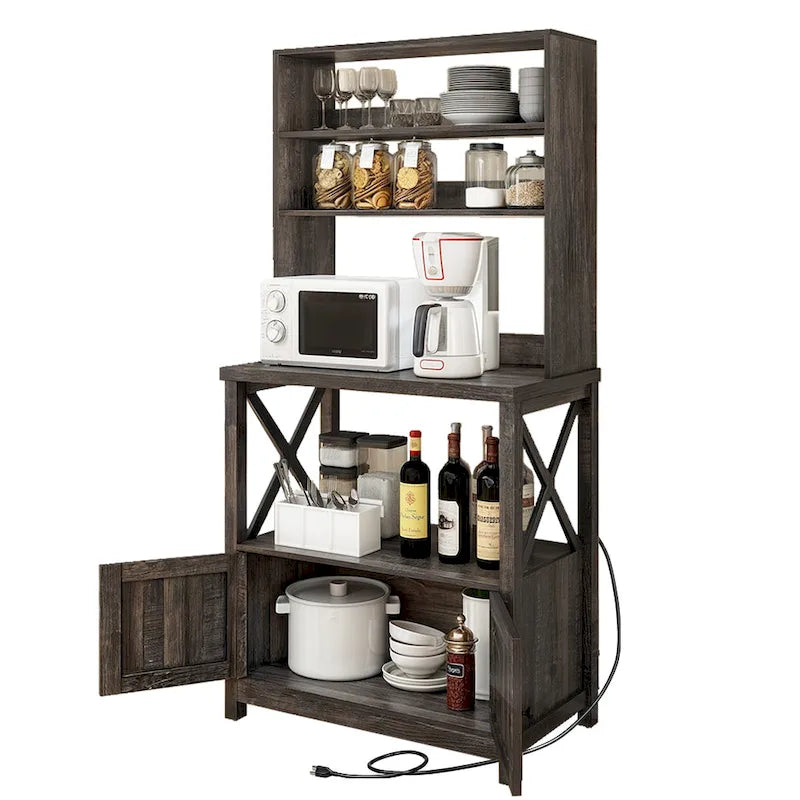 Étagère de cuisine à 5 niveaux pour boulangerie avec étagères de rangement, support pour four à micro-ondes, organisateur d'étagère de cuisine
