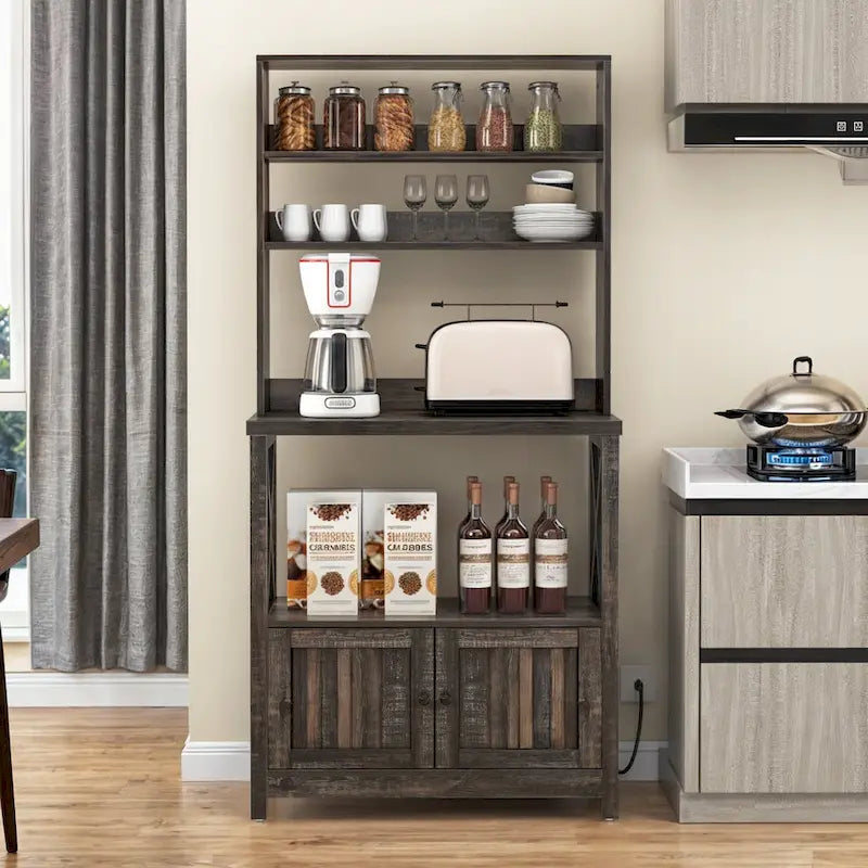 Étagère de cuisine à 5 niveaux pour boulangerie avec étagères de rangement, support pour four à micro-ondes, organisateur d'étagère de cuisine