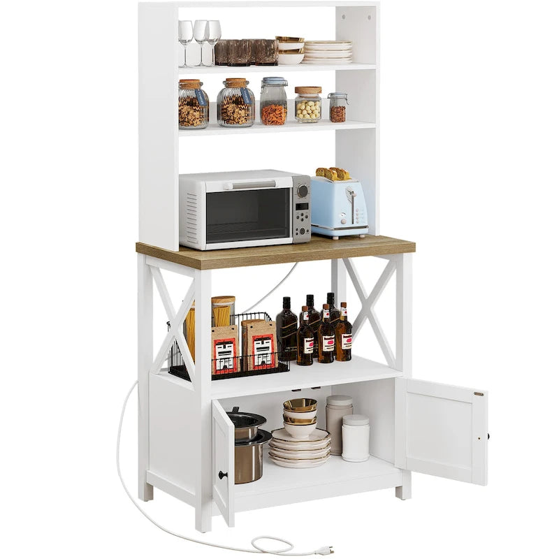 Étagère de cuisine à 5 niveaux pour boulangerie avec étagères de rangement, support pour four à micro-ondes, organisateur d'étagère de cuisine