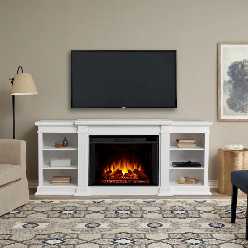 Eliot 81 Grand TV Stand Electric Fireplace in White by Real Flame