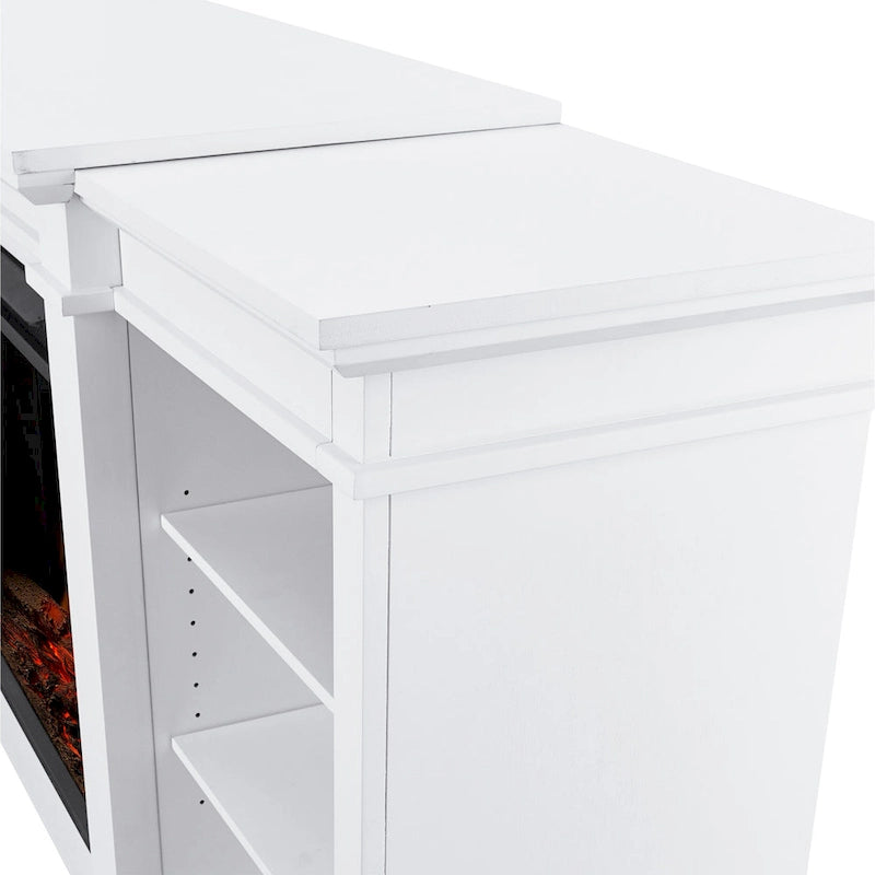 Meuble TV Grand 81 po avec foyer électrique Blanc de